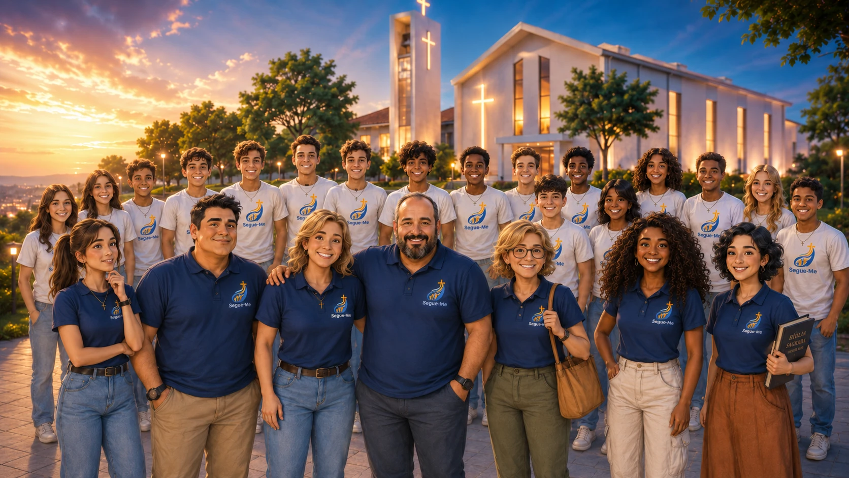 Representação do Grupo de Jovens Segue-Me reunido junto à paróquia